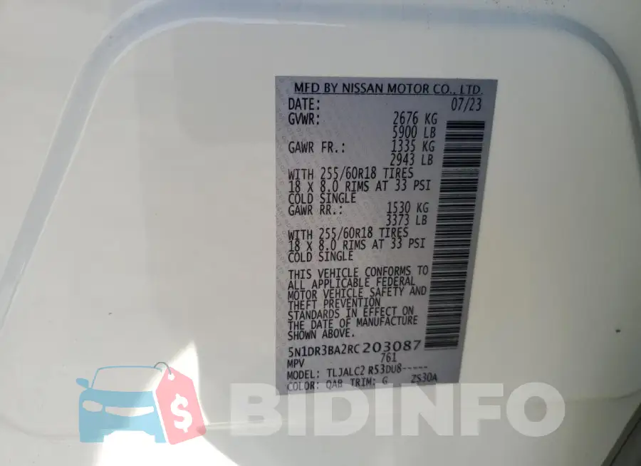 5N1DR3BA2RC203087 Photo# 14