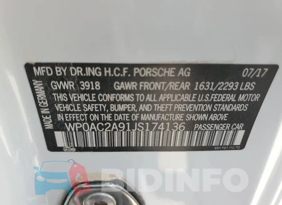 WP0AC2A91JS174136 Photo# 12