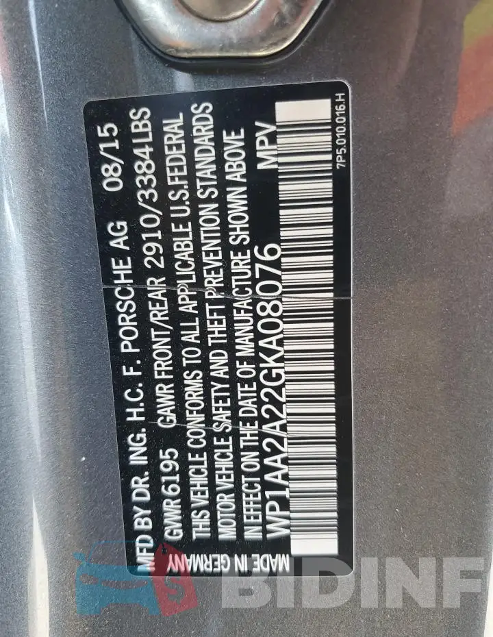 WP1AA2A22GKA08076 Photo# 13