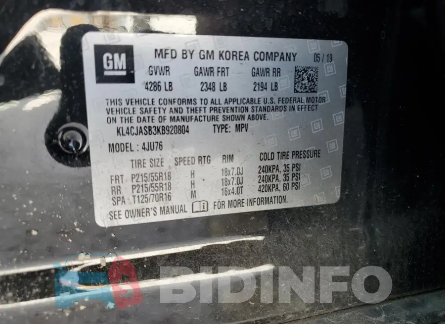 KL4CJASB3KB920804 Photo# 13