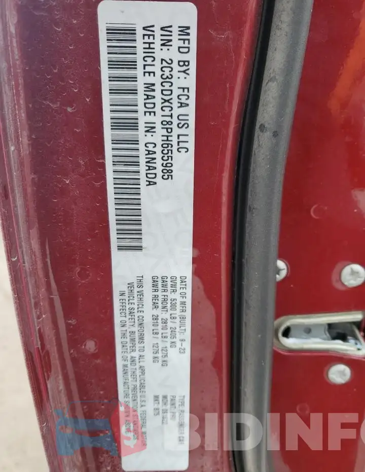 2C3CDXCT8PH655985 Photo# 13