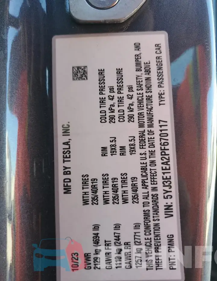 5YJ3E1EA2PF670117 Photo# 13