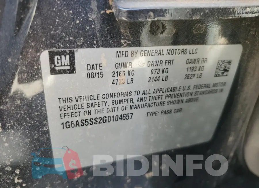 1G6AS5SS2G0104657 Photo# 13