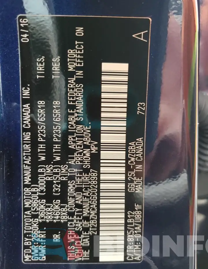 2T2BZMCA6GC028987 Photo# 13