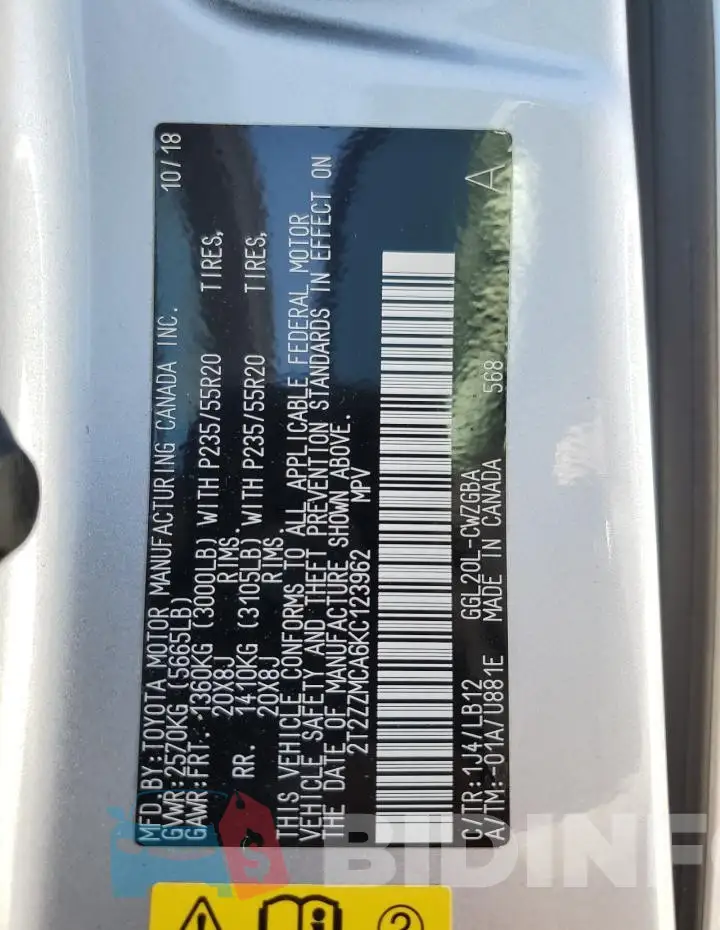 2T2ZZMCA6KC123962 Photo# 14
