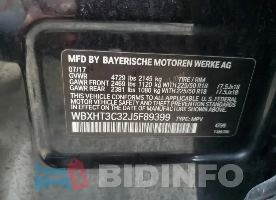 WBXHT3C32J5F89399 Photo# 14