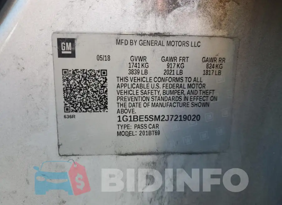 1G1BE5SM2J7219020 Photo# 12