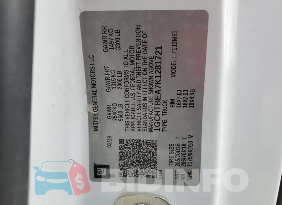1GCHTBEA7K1281721 Photo# 12