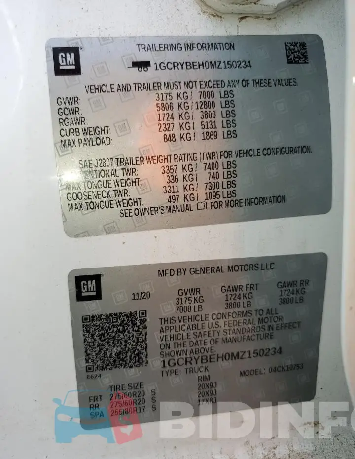 1GCRYBEH0MZ150234 Photo# 12