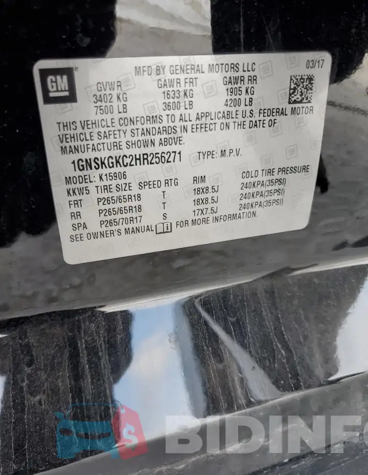 1GNSKGKC2HR256271 Photo# 13