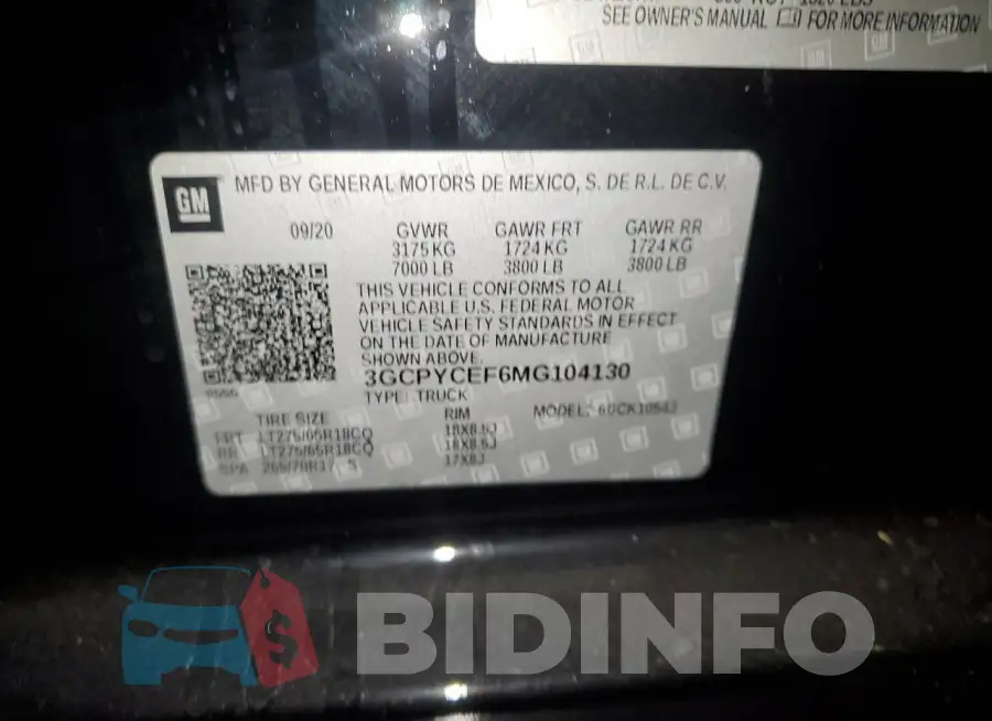 3GCPYCEF6MG104130 Photo# 12