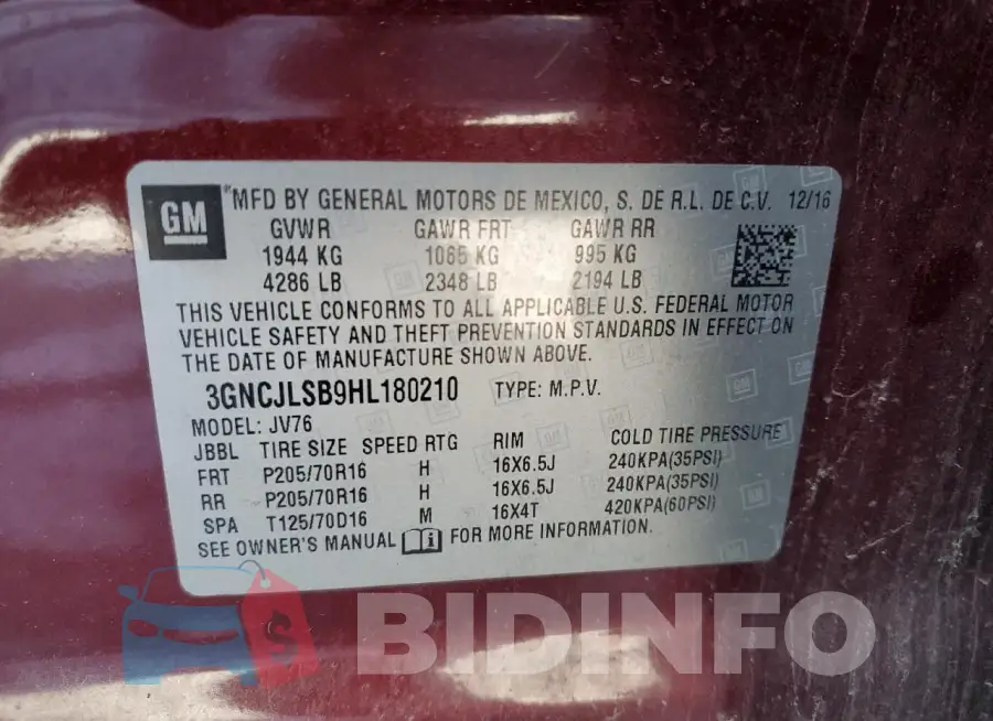 3GNCJLSB9HL180210 Photo# 14