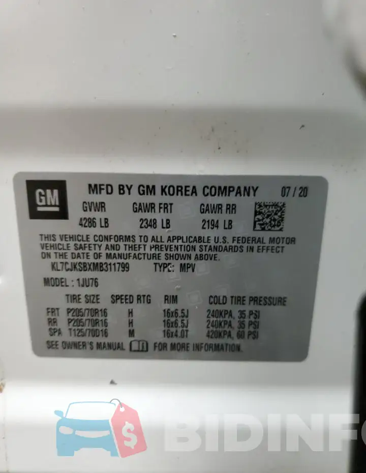 KL7CJKSBXMB311799 Photo# 14