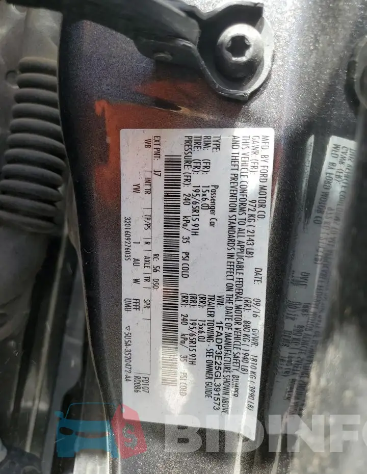 1FADP3E25GL391573 Photo# 12