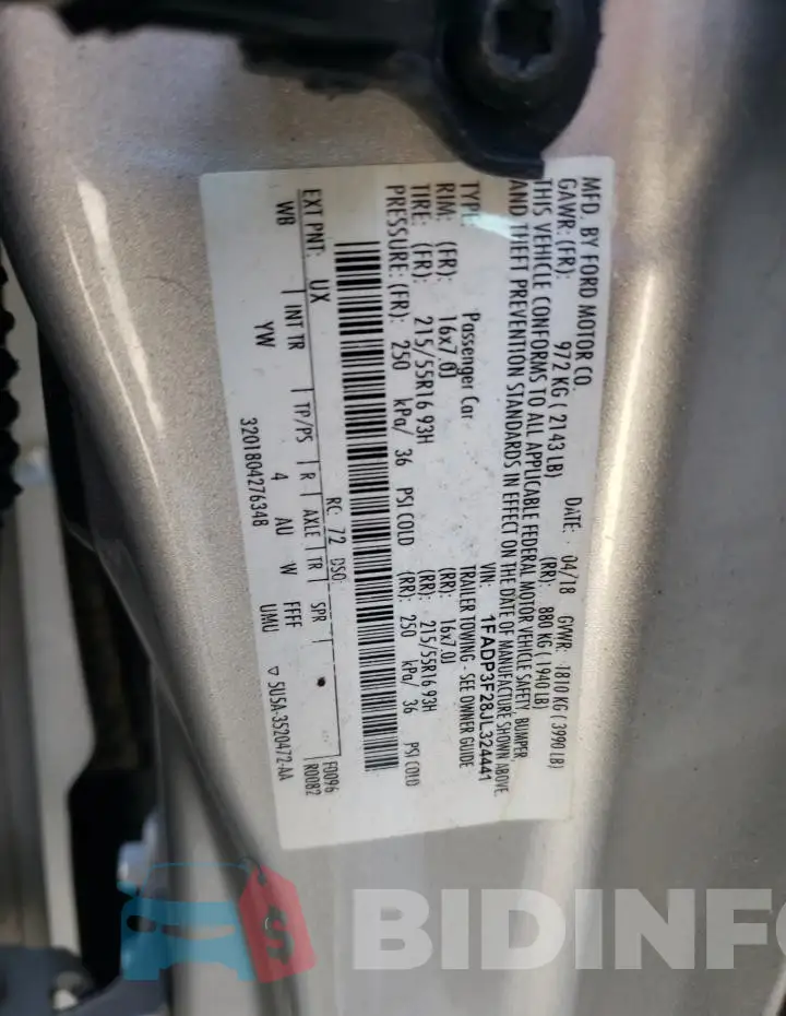 1FADP3F28JL324441 Photo# 12