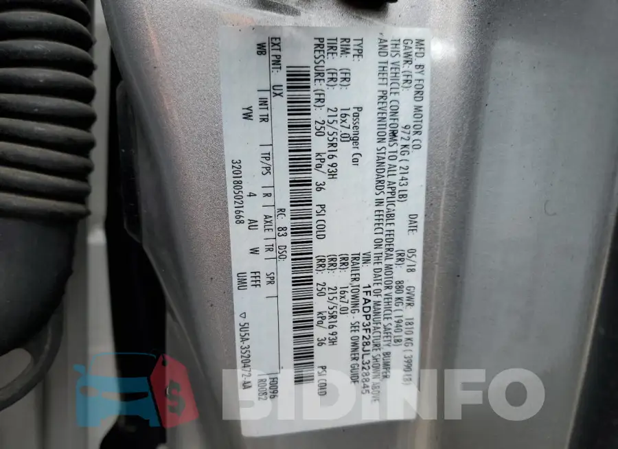 1FADP3F28JL328845 Photo# 12