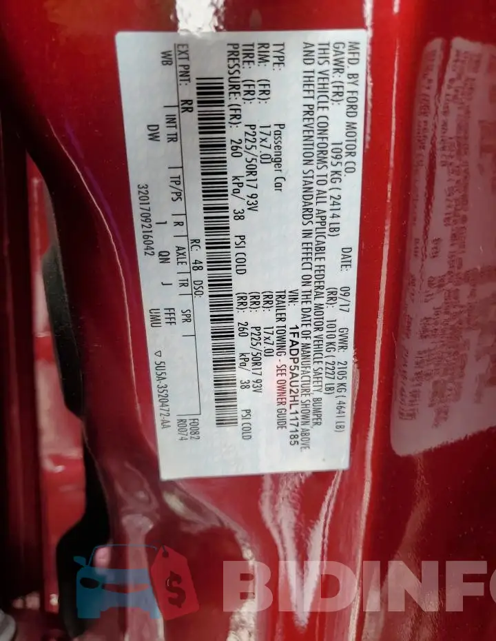 1FADP5AU2HL117185 Photo# 13
