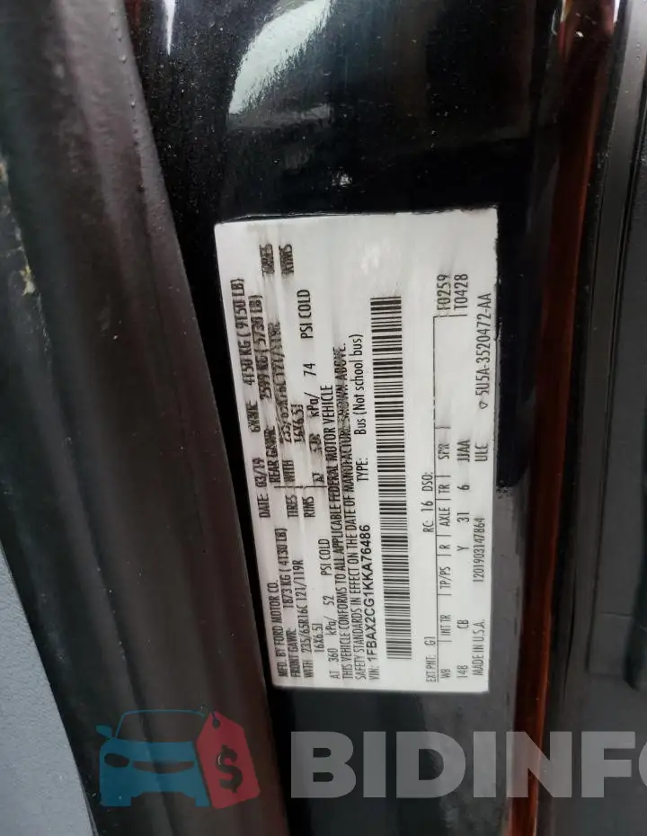1FBAX2CG1KKA76486 Photo# 13