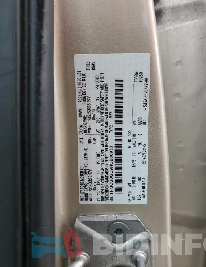 1FMCU0GD9HUB00933 Photo# 13