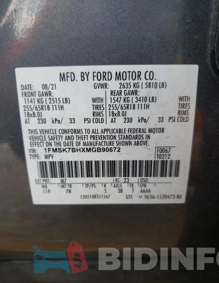 1FMSK7BHXMGB90672 Photo# 13