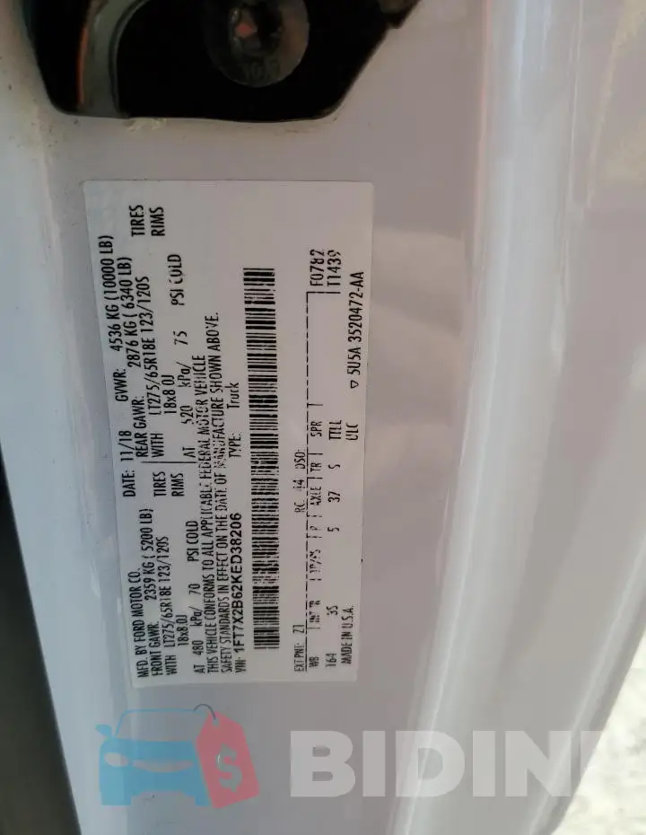 1FT7X2B62KED38206 Photo# 13