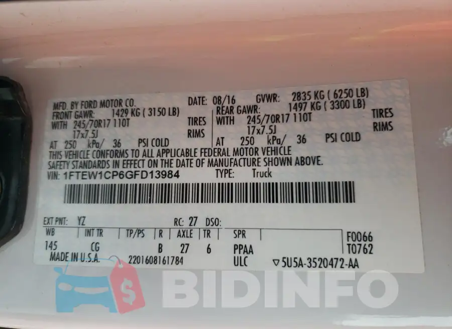 1FTEW1CP6GFD13984 Photo# 12