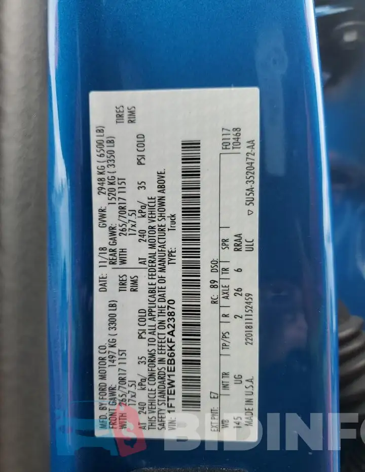 1FTEW1EB6KFA23870 Photo# 13