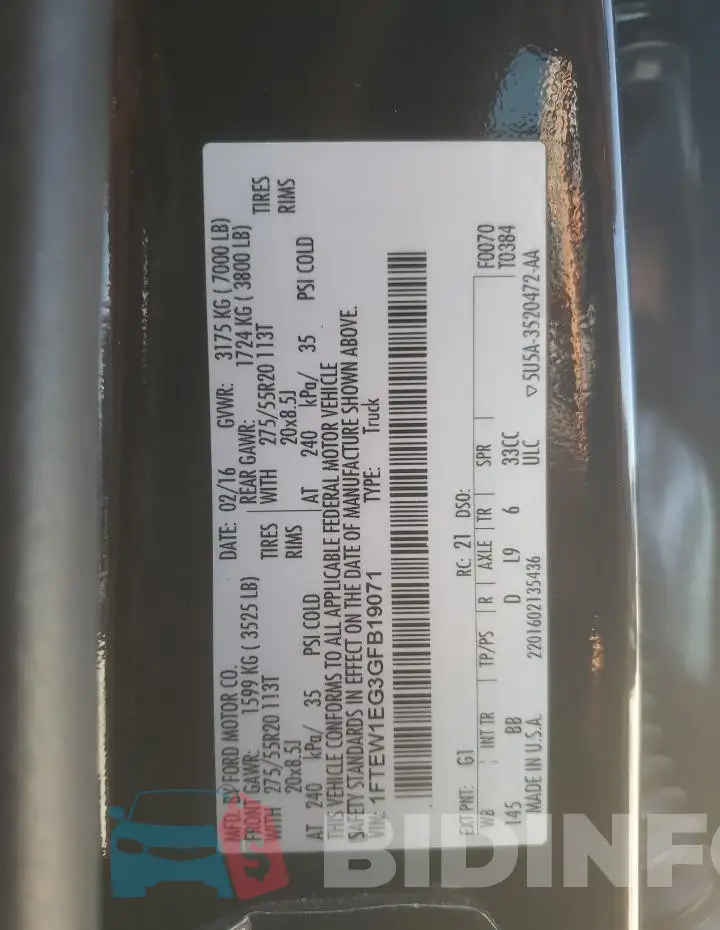1FTEW1EG3GFB19071 Photo# 12