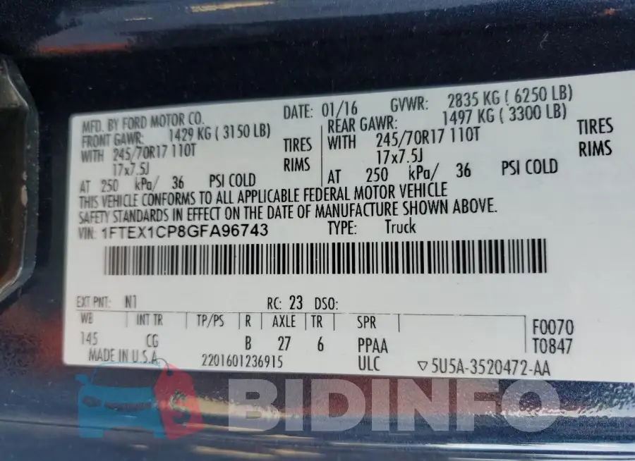 1FTEX1CP8GFA96743 Photo# 12