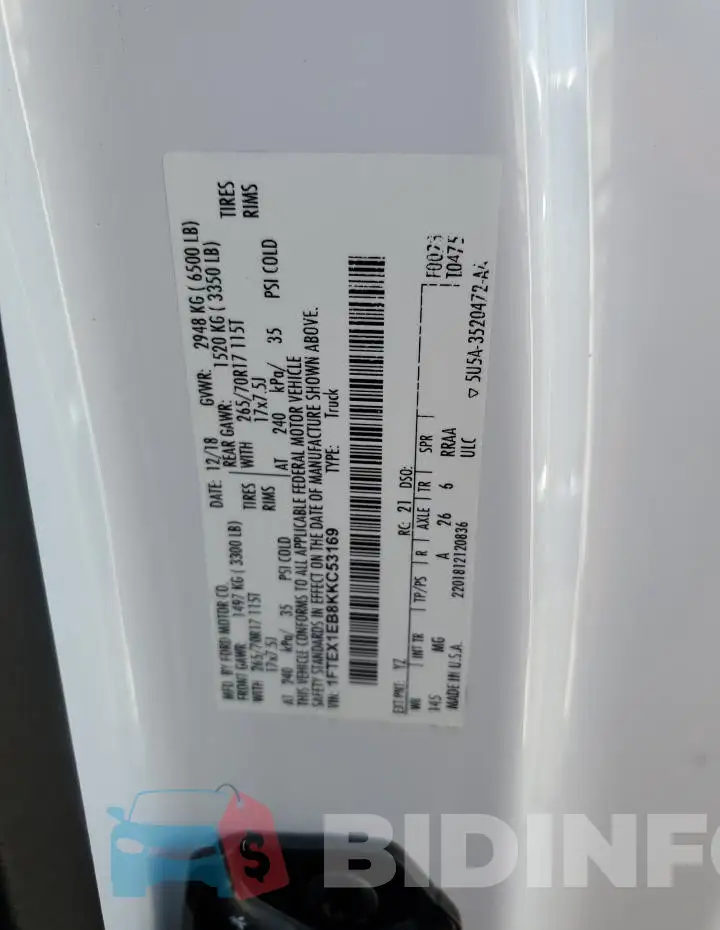 1FTEX1EB8KKC53169 Photo# 12