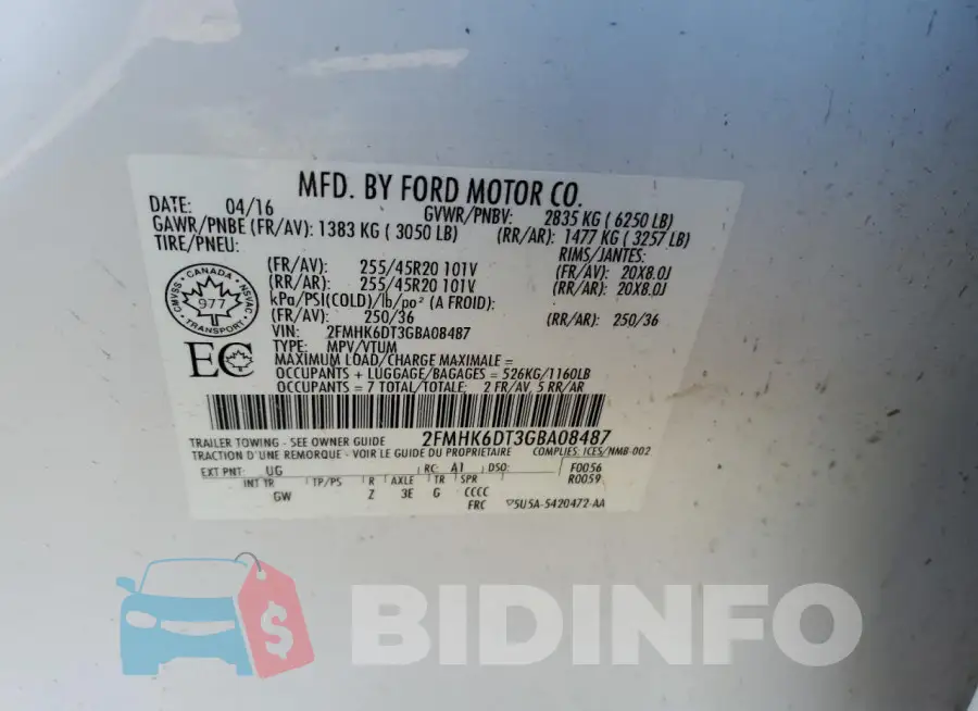 2FMHK6DT3GBA08487 Photo# 13
