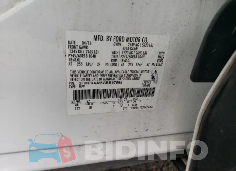 2FMPK4J86GBB67598 Photo# 13