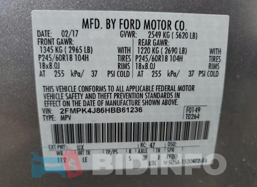 2FMPK4J86HBB61236 Photo# 14