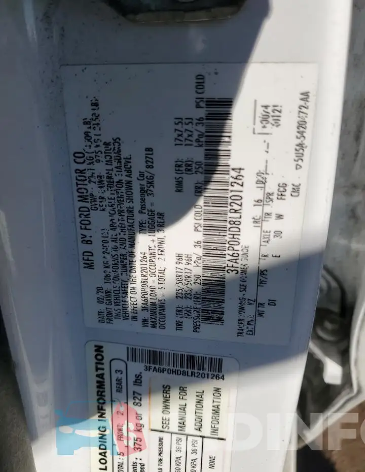 3FA6P0HD8LR201264 Photo# 12
