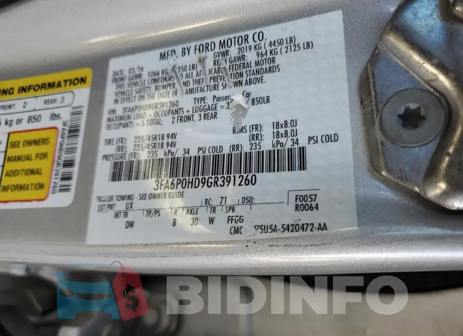 3FA6P0HD9GR391260 Photo# 12