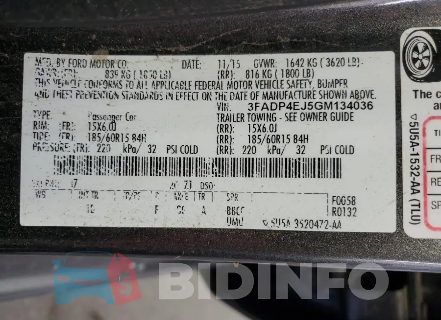 3FADP4EJ5GM134036 Photo# 13
