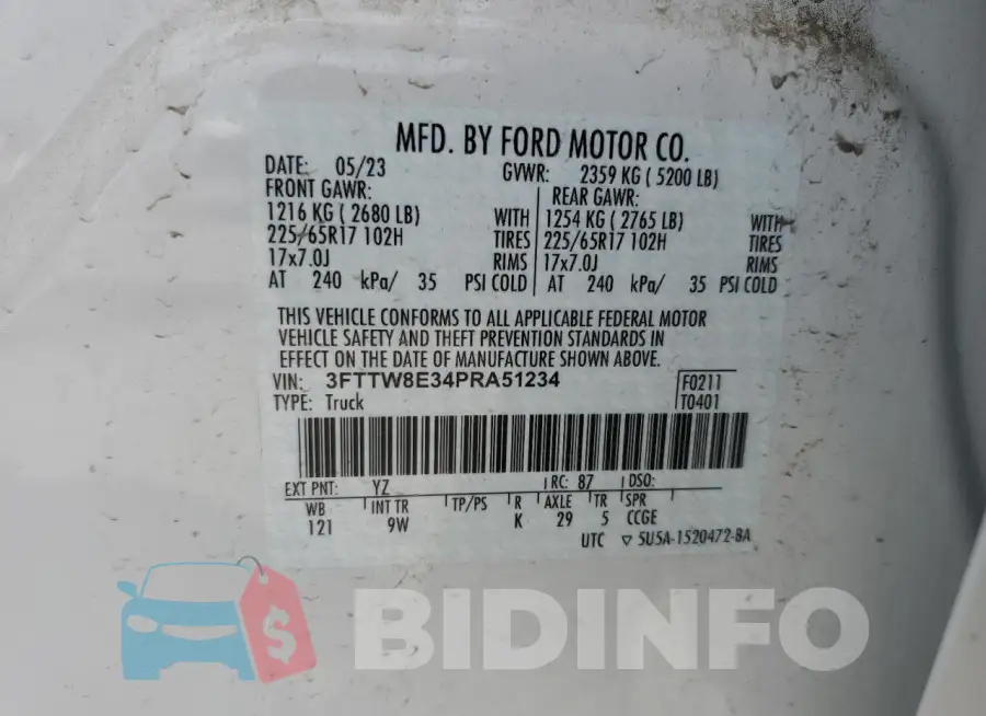 3FTTW8E34PRA51234 Photo# 13