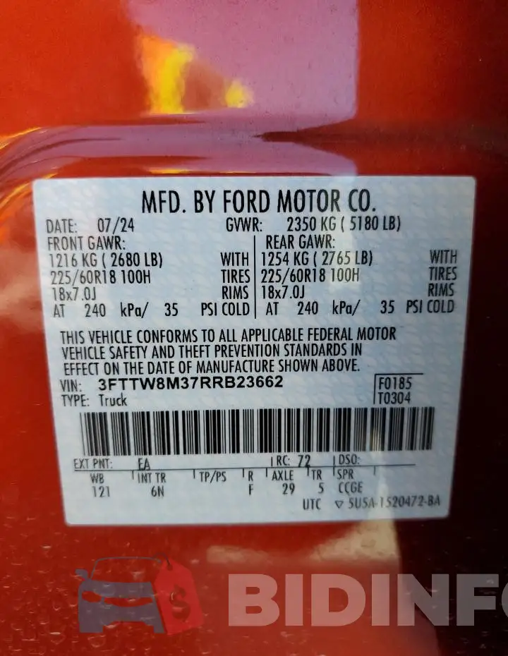 3FTTW8M37RRB23662 Photo# 13