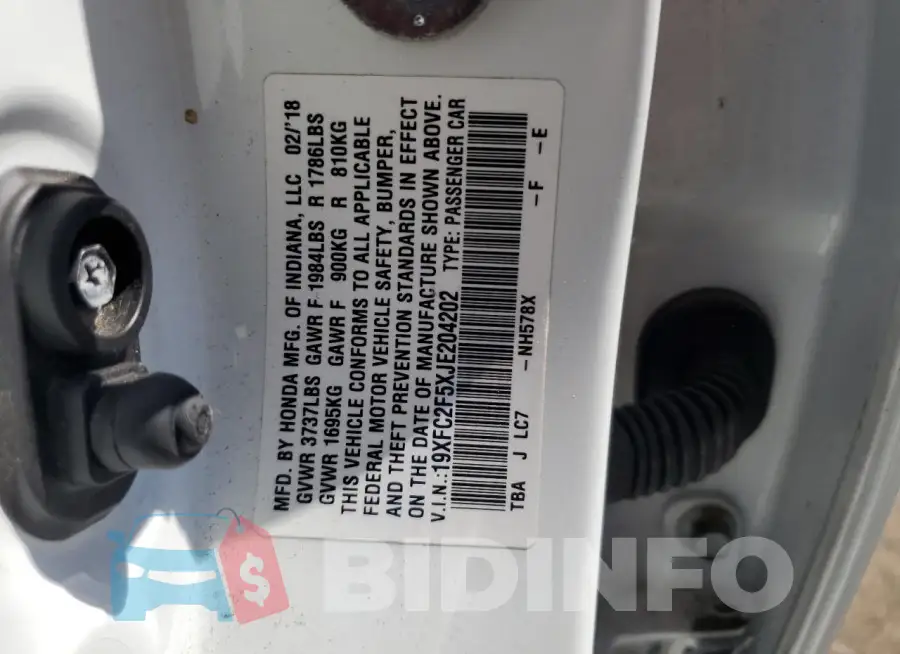 19XFC2F5XJE204202 Photo# 12