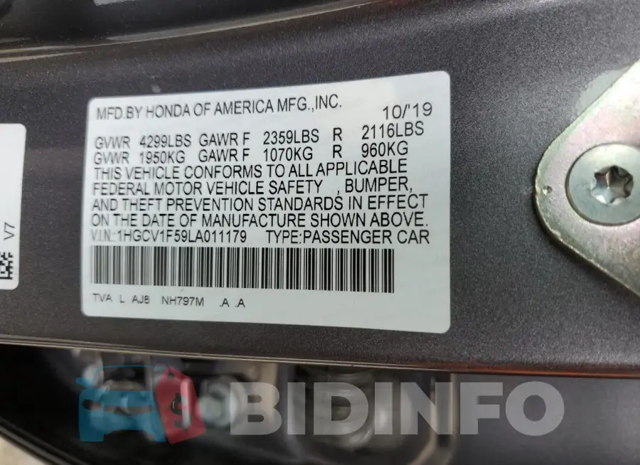 1HGCV1F59LA011179 Photo# 12