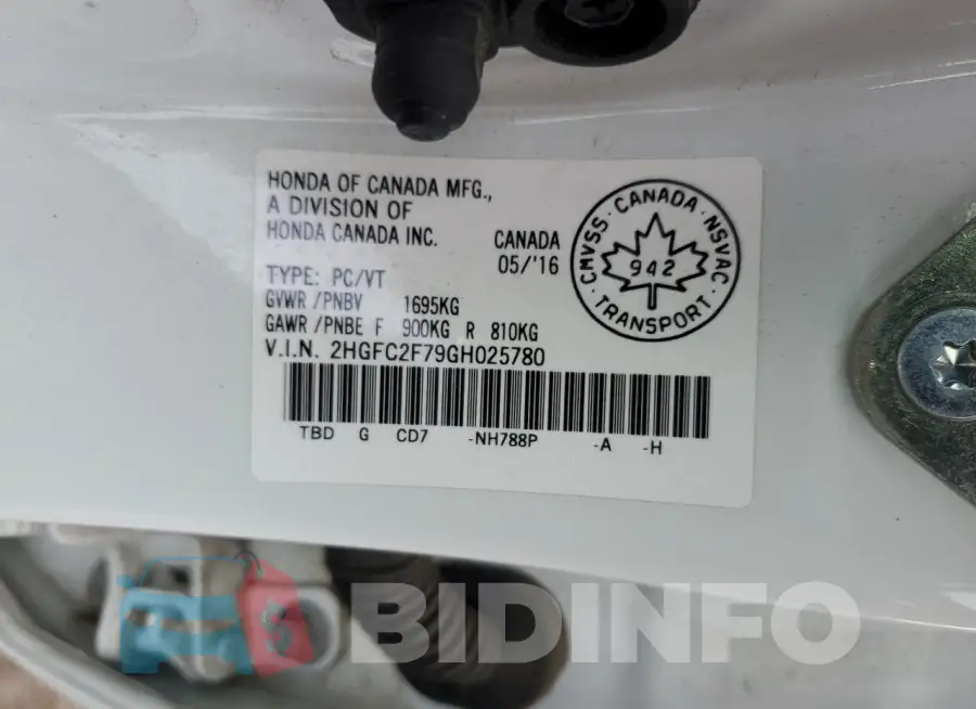2HGFC2F79GH025780 Photo# 12