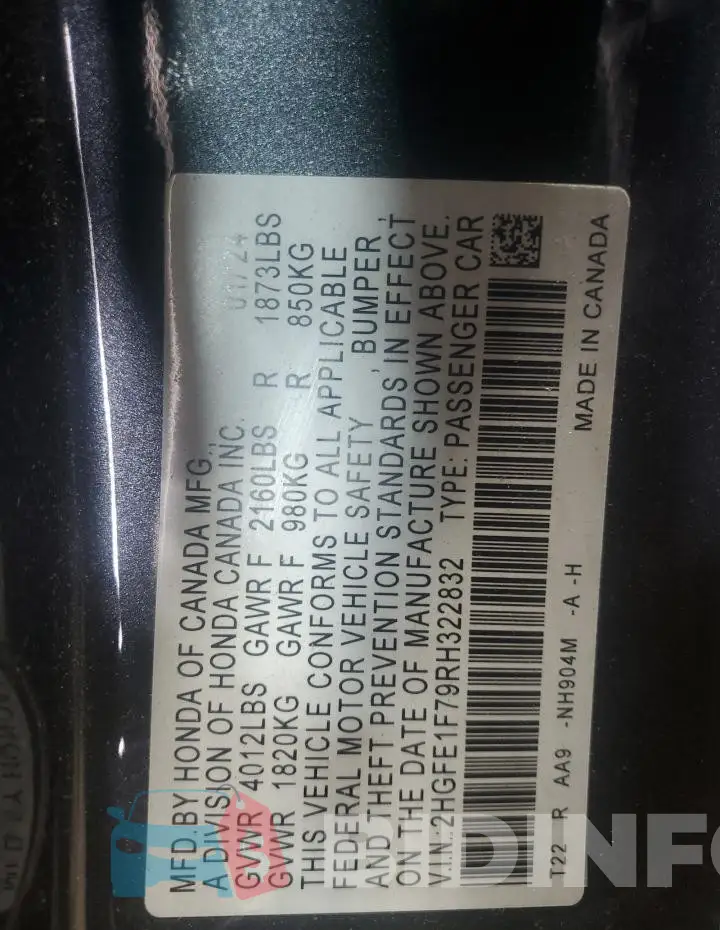 2HGFE1F79RH322832 Photo# 12