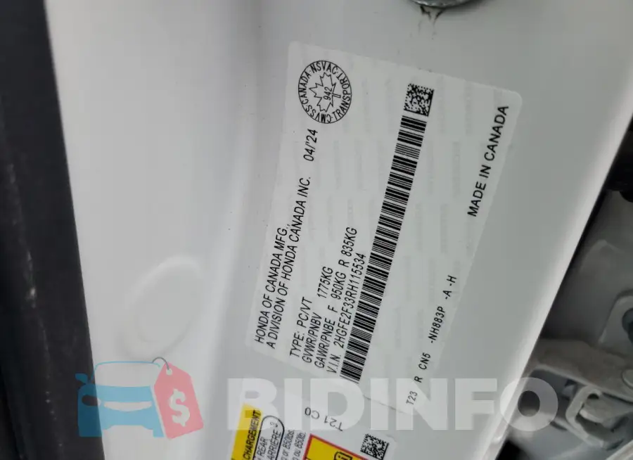 2HGFE2F33RH115534 Photo# 12