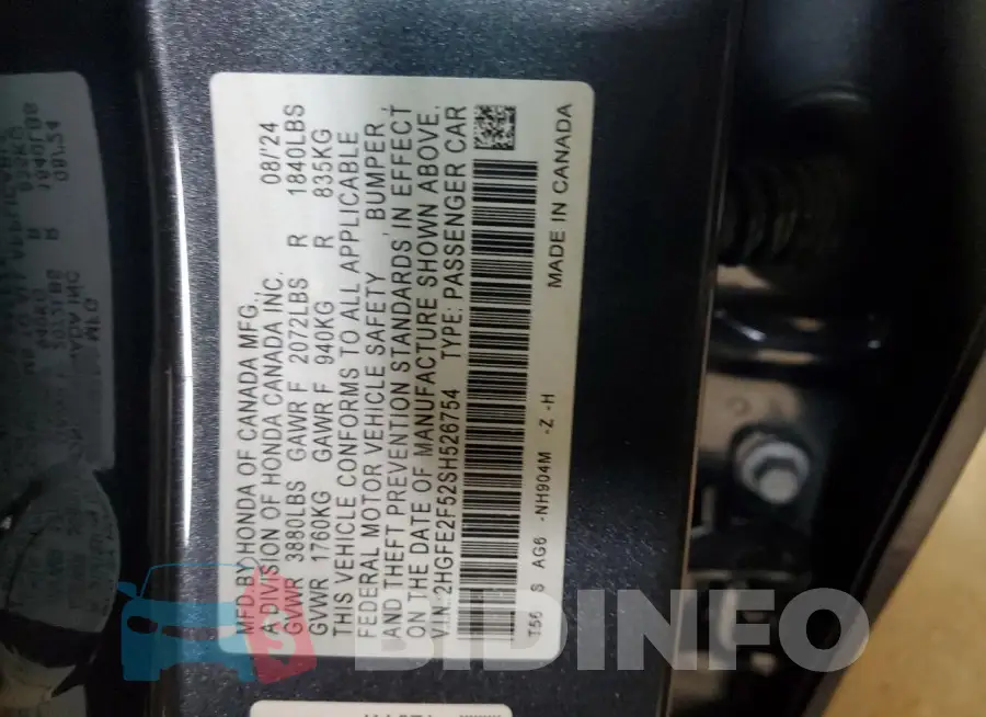 2HGFE2F52SH526754 Photo# 13