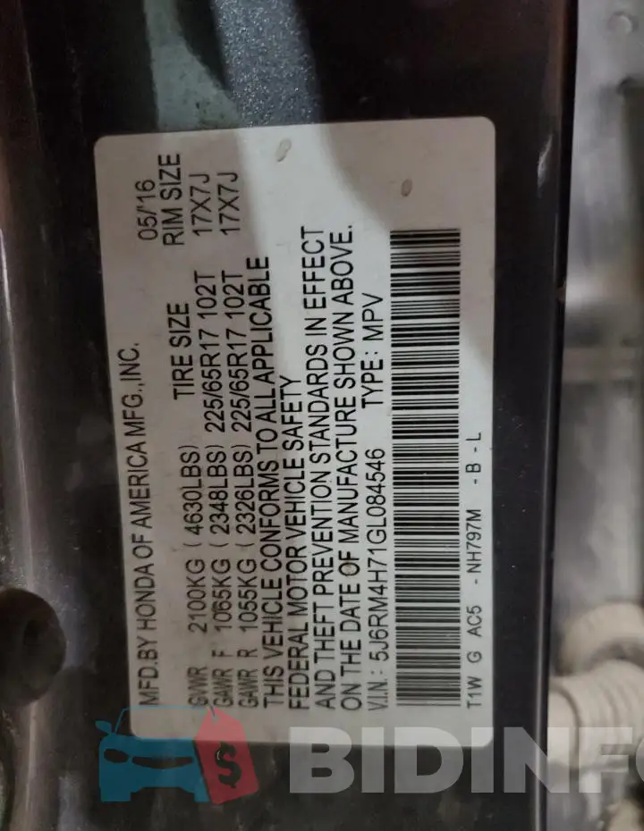 5J6RM4H71GL084546 Photo# 13