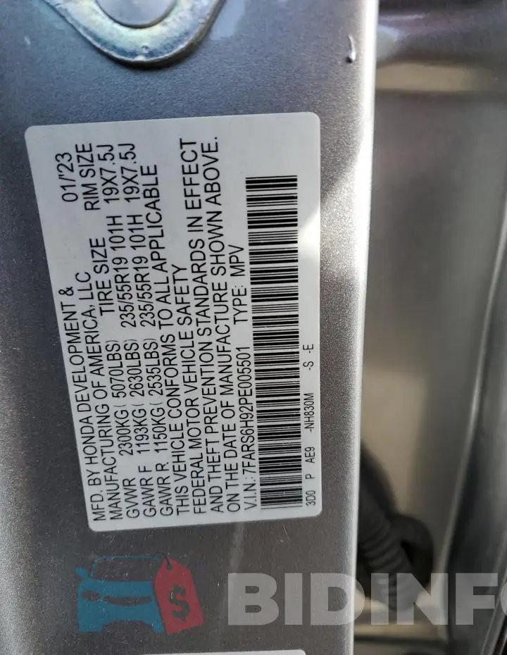 7FARS6H92PE005501 Photo# 13