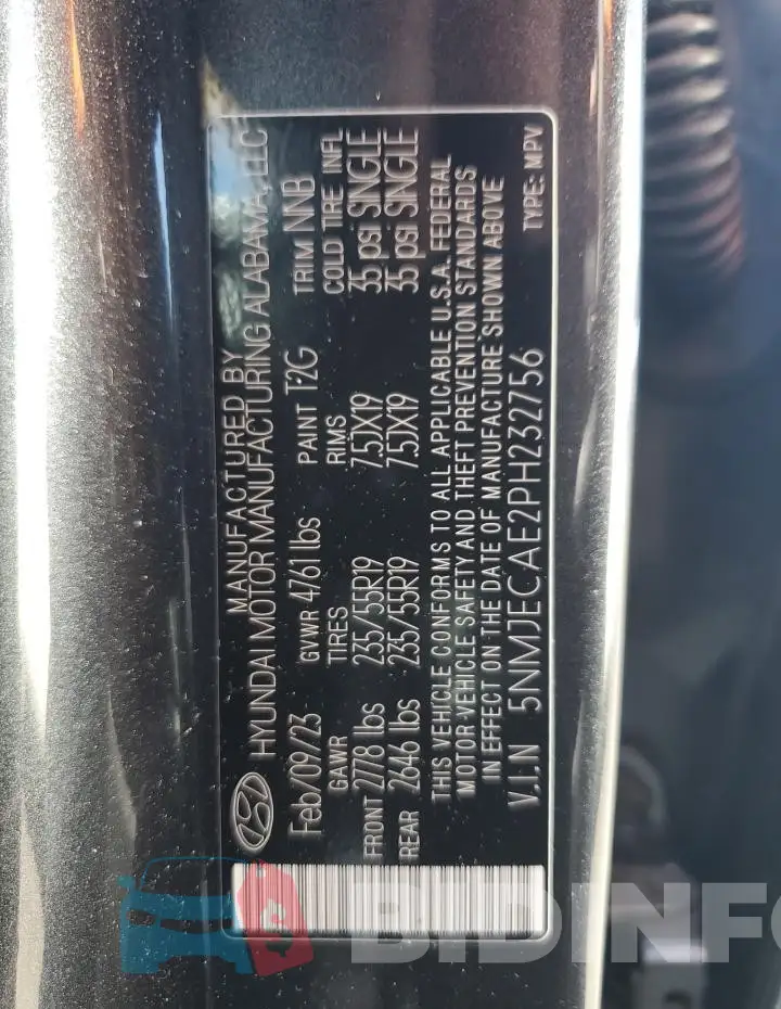 5NMJECAE2PH232756 Photo# 13