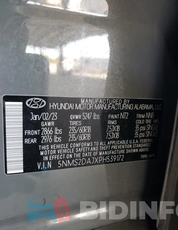 5NMS2DAJXPH539172 Photo# 13
