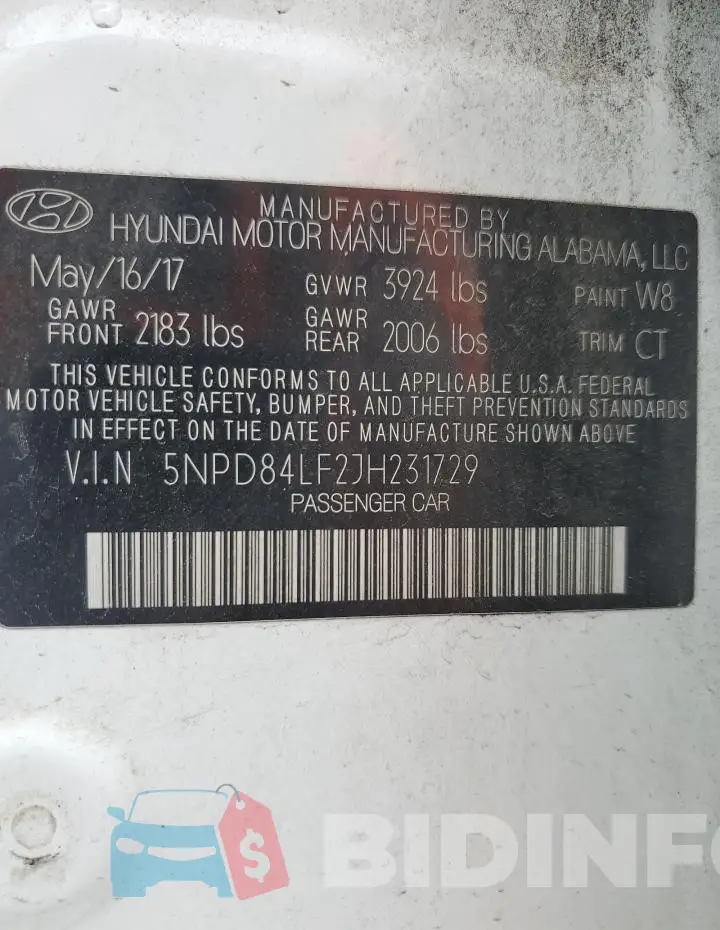 5NPD84LF2JH231729 Photo# 12