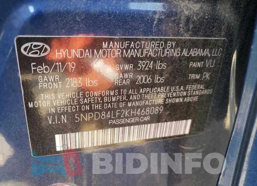 5NPD84LF2KH468089 Photo# 12